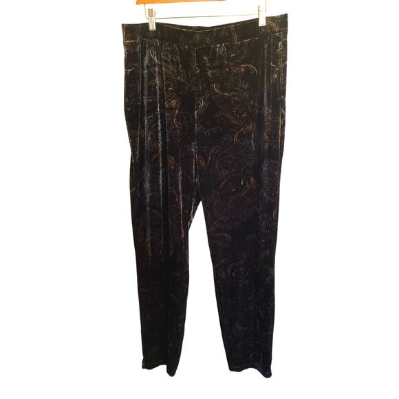 Susan Graver Velvet Dark Paisley Whimsy Goth Straight Leg Pants/Leggings Large - Picture 1 of 7